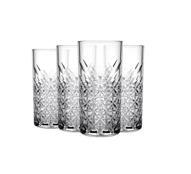 Jogo de 4 Copos Altos Pasabahçe Timeless Vidro 450 Ml 16Cm