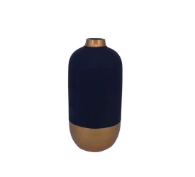 Vaso Btc de Vidro Preto e Dourado Bc0119