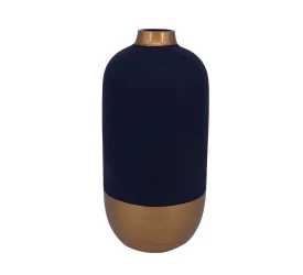 Vaso Btc de Vidro Preto e Dourado Bc0118
