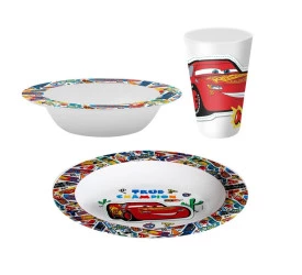 Jogo Infantil Yangzi Melamine Carros 3 Pecas 