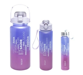 Conjunto 3 Garrafas Wolff Squeeze Degrade Cintilante Roxo