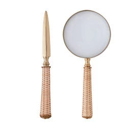 Conjunto Abridor de Carta e Lupa Wolff Dourado 28943