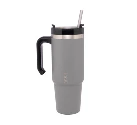 Caneca Térmica Wolff Perede Dupla e Canudo Cinza 890ml