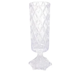 Vaso Lyor C/pé de Cristal de Chumbo Deli Diamond 12,5x41cm