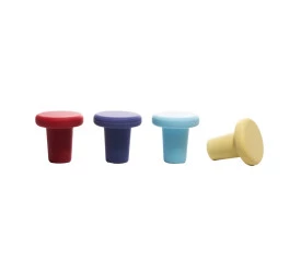 Conjunto 4 Tampas p/ Vinho Wolff de Silicone Colorido
