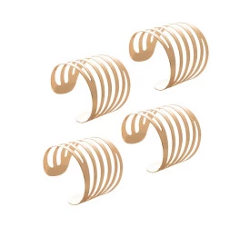 Cj 4 Anéis P/guardanapo Lyor de Aço Curves Dourado 4cm