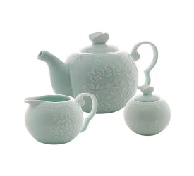 Conjunto 3 Peças Wolff Porcelana P/cha Butterfly Azul