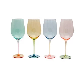 Jogo de 4 Tçs Fracalanza p/ Vinho Burano Vdr. 550ml Colorido 