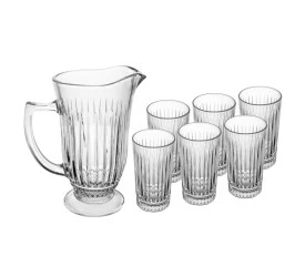 Conjunto Lyor Jarra 1l/6 Copos 300ml de Vidro Deli Diamante