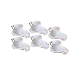 Conjunto Wolff 6 Xícaras Café Porcelana Flower Plate Br 90ml