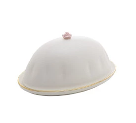 Manteigueira Wolff Porcelana Flower Branco 16x10x9cm 
