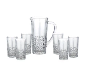Conjunto Wolff 6 Copos Altos 270ml e 1 Jarra 1l Vidro Stella