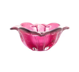 Centro de Mesa Wolff Decorativo de Vidro Italy Rosa 18x9Cm