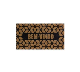 Capacho Uzoo Fibra de Coco Rt 60x33cm Geométrico Preto