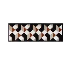 Passadeira Cozinha Uzoo 140x44cm Xadrez Diagonal Marrom