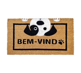 Capacho Uzoo Fibra de Coco Rt 60x33cm Cachorrinho Bem-vindo 