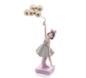 Figura Decorativa Wolff de Resina Boneca C/baloes 10x32cm