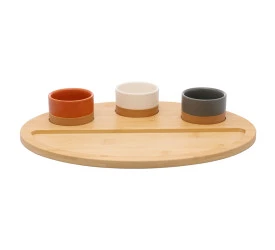 Conjunto 3 Petisqueiras Lyor C/ Bandeja de Bambu 33x25x4cm