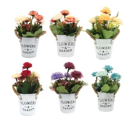 Arranjo Yangzi Vaso em Metal e Flor Artificial 20584