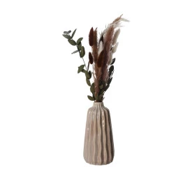 Arranjo Yangzi Vaso Cerâmico Bege Planta Artificial 