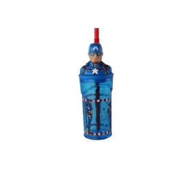 Copo 3d Yangzi C/ Canudo Capitao America 360ml