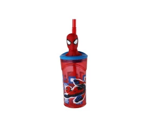 Copo 3d Yangzi C/ Canudo Homem Aranha 360ml