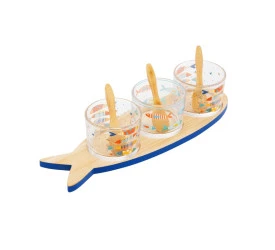 Conjunto 3 Petisqueiras Wolff C/ Bandeja de Bambu Iki 21008