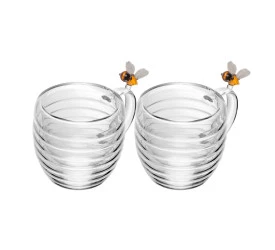 Cnj Lyor 2 Xicaras de Chá Parede Dupla Lovely Bee 180ml 