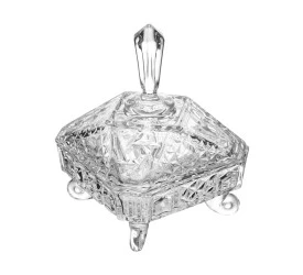 Potiche Lyor Decorativo C/pé de Cristal Paladium 16x20cm