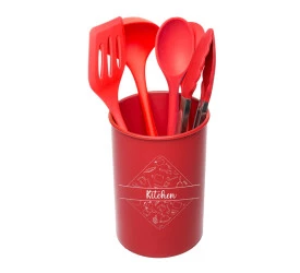 Cnjnt Lyor 5 Utensílios p/ Cozinha de Silicone C/ Suporte Vm