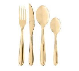 Faqueiro 24 Peças Lyor Gastro Dourado Aço Inox