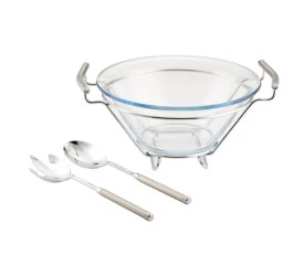 Jogo P/ Salada Fracalanza Chambord Em Vidro 3 Peças