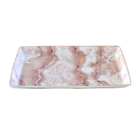 TRAVESSA RETANGULAR L'HERMITAGE NERO ROSE ROSA 28374