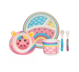 CONJUNTO PARA REFEIÇÃO INFANTIL OXFORD 5 PÇS UNICORNIO