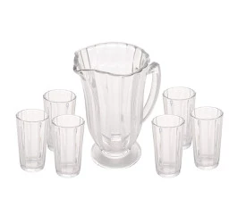 CONJUNTO DE JARRA + COPOS LYOR 7PÇS SODO-CALCICO LINE 1L/270ml