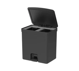Lixeira De Pedal Ou Trium 20L Duplo Compartimento Preto