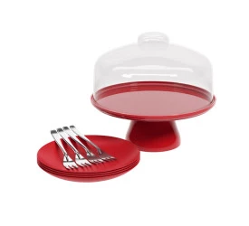 Kit Celebration Coza Boleira+4 Pratos+4 Garfos 