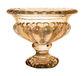 Centro De Mesa Athenas Em Cristal Com Pé Âmbar Luster