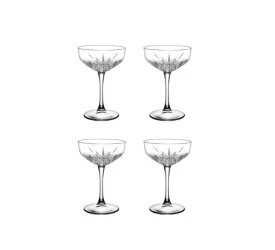 Jogo De 4 Taças Vintage Para Champanhe Em Vidro 255Ml