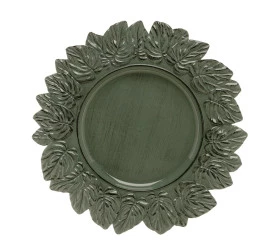 Sousplat Patinado Garden Leaf Lyor 35Cm Verde