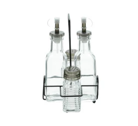 Cj 4 Potes Vidro Lyor Com Suporte De Metal 200Ml/80Ml 