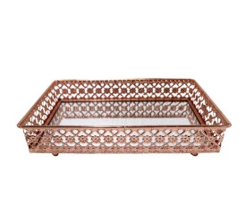 Bandeja Askar Retangular Com Espelho Cor Cobre 23X14