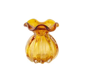 Vaso De Vidro Trouxinha Tipo Murano Âmbar Veneza 11X11X11,5