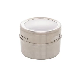 Porta Tempero Aço Inox Com Tampa Acrílico Imantado 