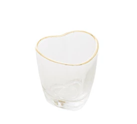 Jogo de Copos Para Shot Coração Com Borda Dourada 50Ml