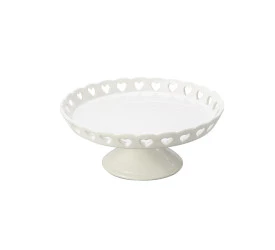 Centro De Mesa Lyor De Cerâmica Coração Branco 15 Cm 