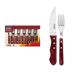 Jogo Churrasco Inox 12Peças Polywood Cabo Vermelho