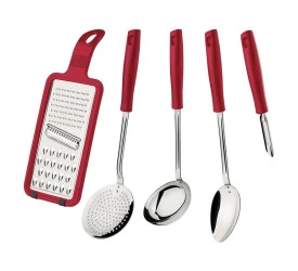 Jogo Utensílios Inox 5 Peças Easy Vermelho