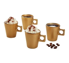 Jogo com 4 Xícaras Plain Coffee Time em Vidro 80Ml 25797