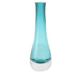 Murano Vaso L'Hermitage Em Vidro Cor Azul Turquesa
